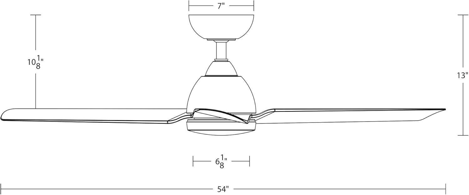 Mocha 54-inch Smart Ceiling Fan: Matte Black Indoor/Outdoor 3-Blade Fan