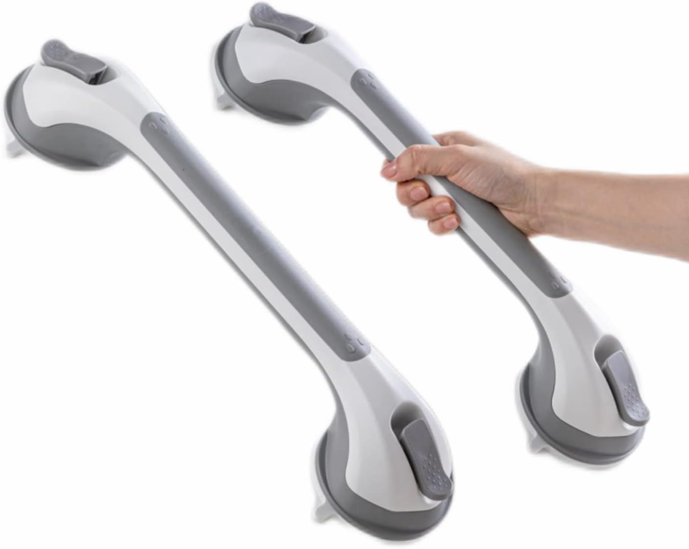 TAILI Suction Grab Bars: 2-Pack Heavy Duty Shower Handles (Grey)