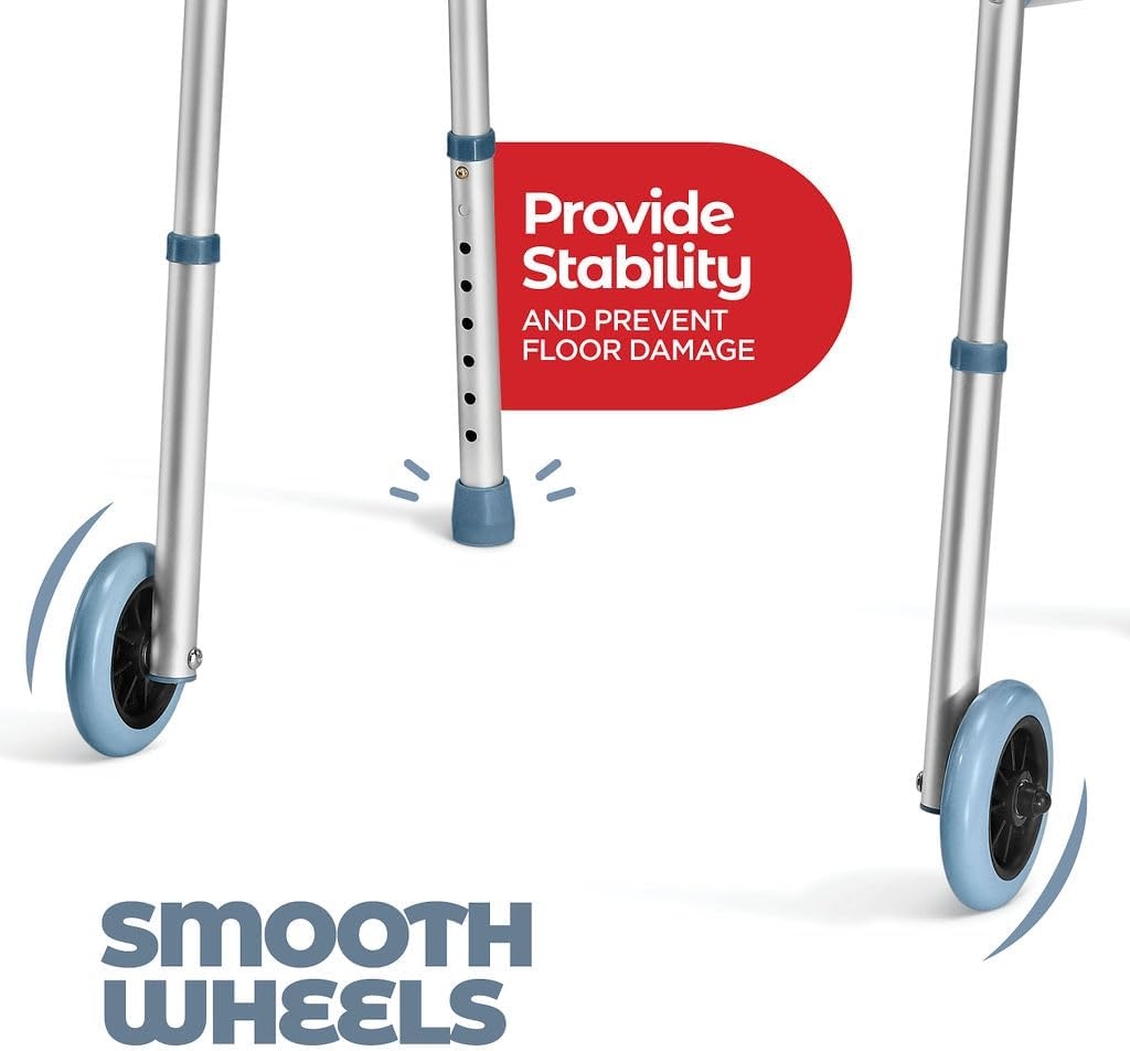 Medical King Folding Walker: Adjustable 2-Wheel Aluminum Mobility Aid