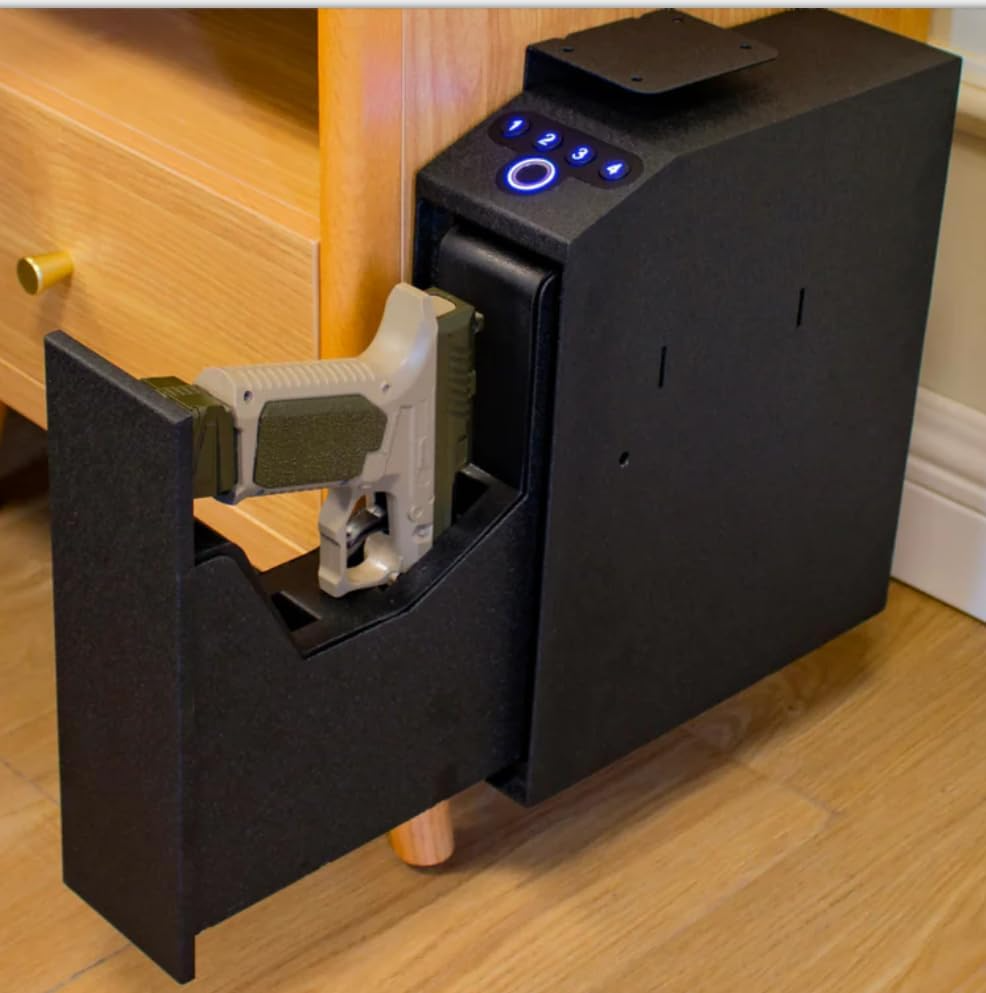 Biometric Slider Handgun Safe: Quick Access Fingerprint & PIN Gun Safe for Nightstand