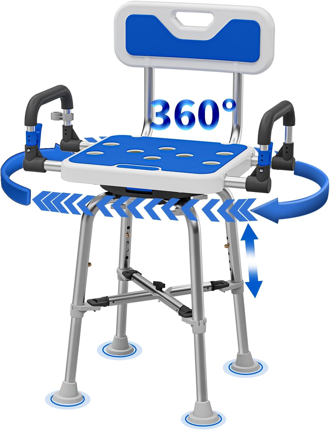 Drseats 360° Swivel Shower Chair: 550lbs Heavy Duty Bariatric Bath Seat with Padded Arms & Back