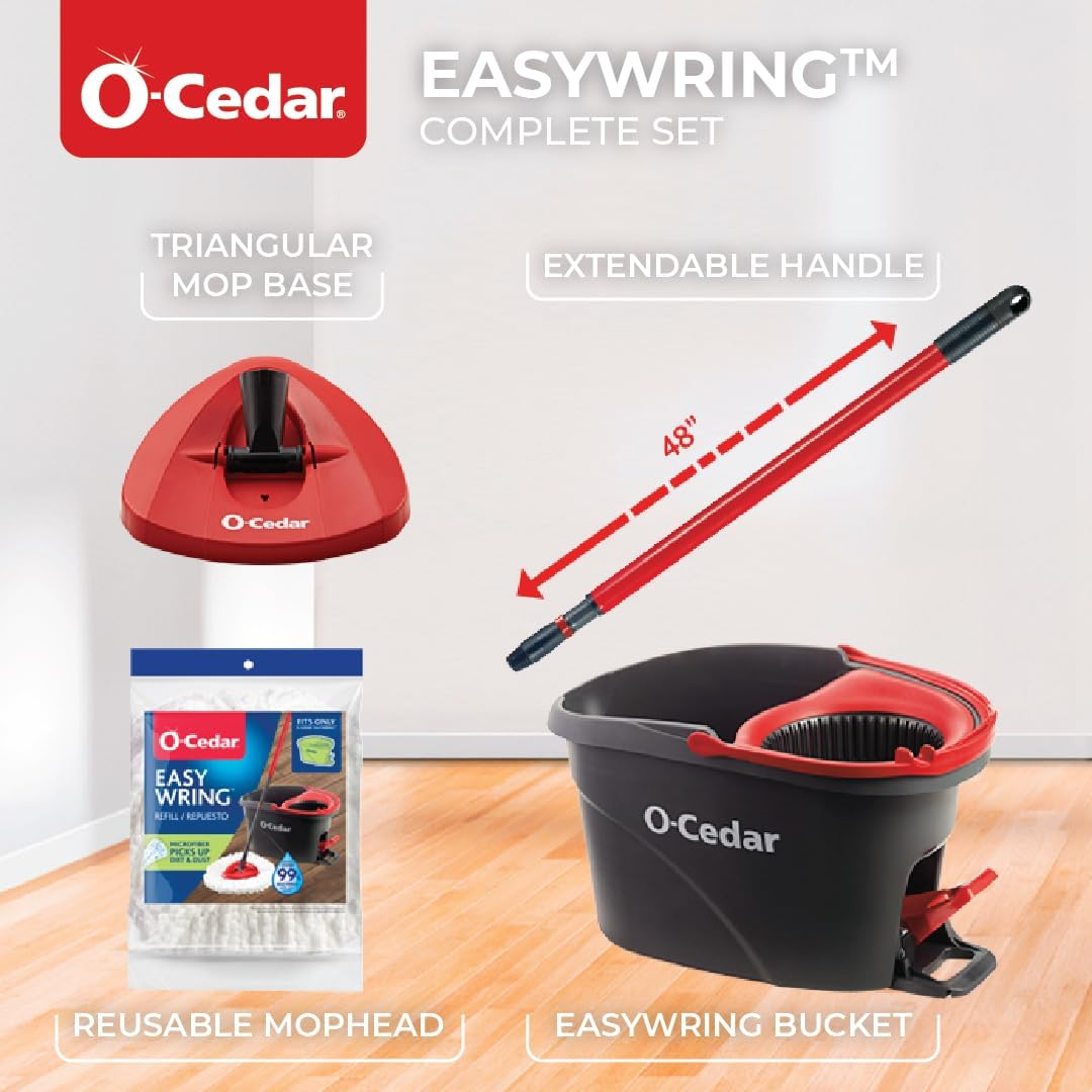 O-Cedar EasyWring Spin Mop & Bucket System: Microfiber Floor Cleaner