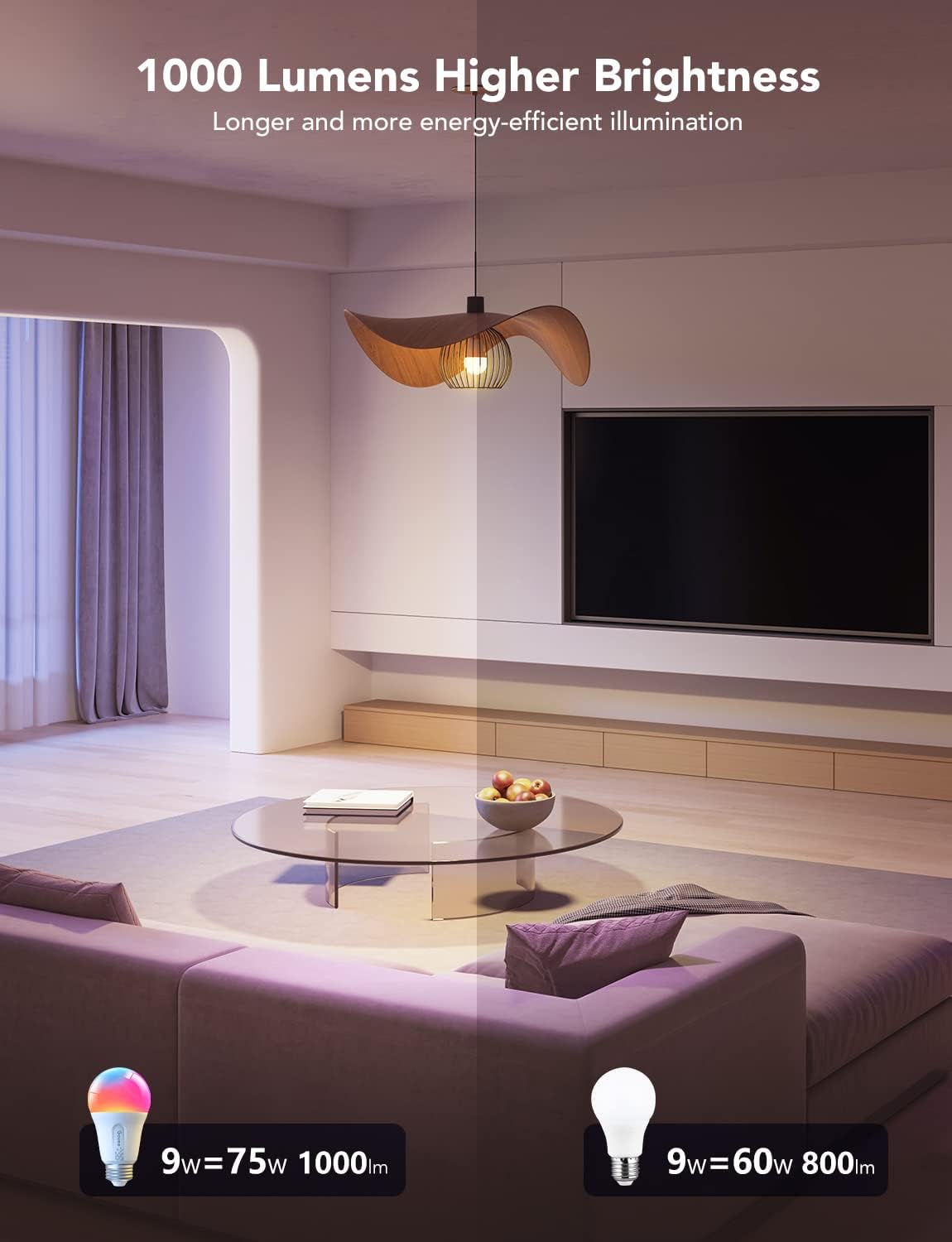 Govee Smart LED Light Bulbs (8-Pack): 1000LM 75W Equivalent WiFi & Bluetooth A19 RGBWW Bulbs