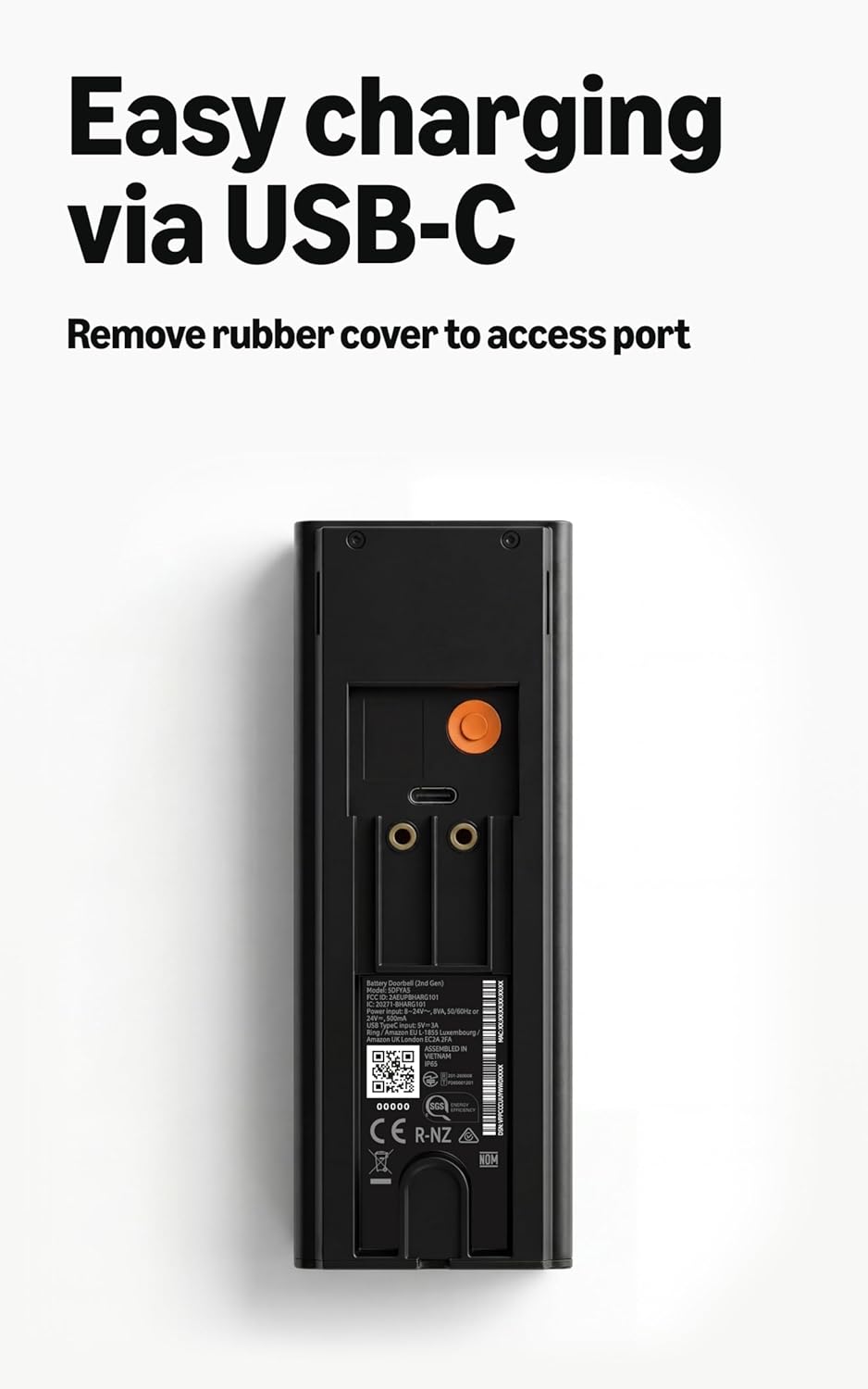 Ring Battery Doorbell (Latest Model): Retinal 2K Wireless Video Doorbell with 6x Enhanced Zoom (Speckled Gray)