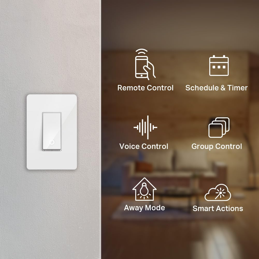 Kasa Smart Light Switch HS200P3: Single Pole Wi-Fi Switch 3-Pack (White)