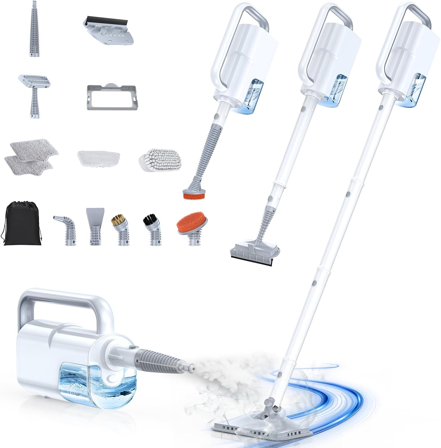ScrubWiz 10-in-1 Steam Mop & Detachable Handheld Cleaner: 10s Fast Heat (248°F)
