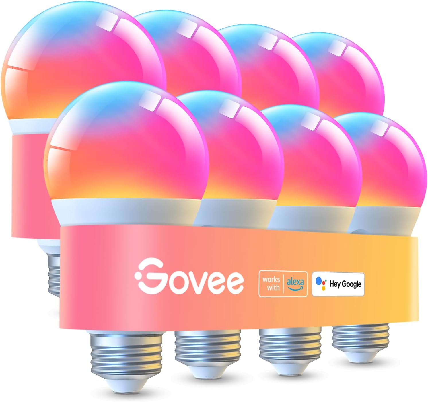 Govee Smart LED Light Bulbs (8-Pack): 1000LM 75W Equivalent WiFi & Bluetooth A19 RGBWW Bulbs