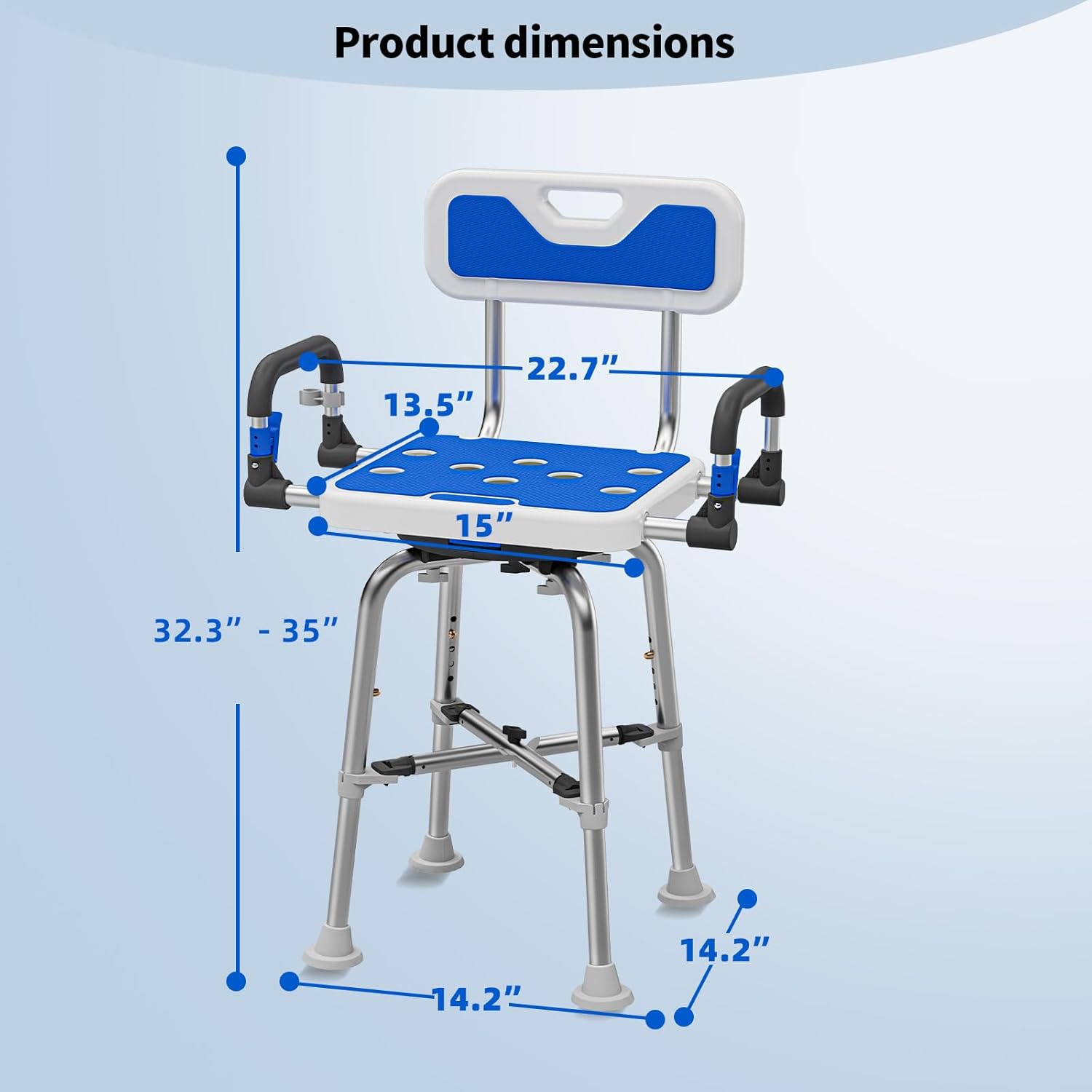 Drseats 360° Swivel Shower Chair: 550lbs Heavy Duty Bariatric Bath Seat with Padded Arms & Back