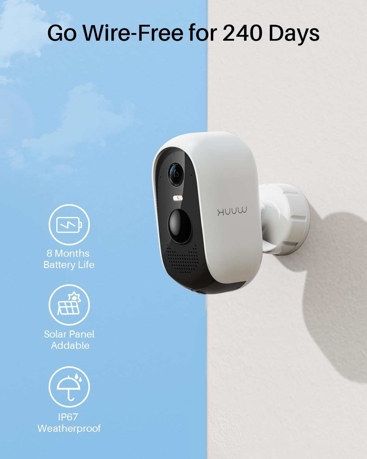 WUUK Wireless Cam Pro 2-Camera Kit: 2K Home Security System with 32GB Local Storage