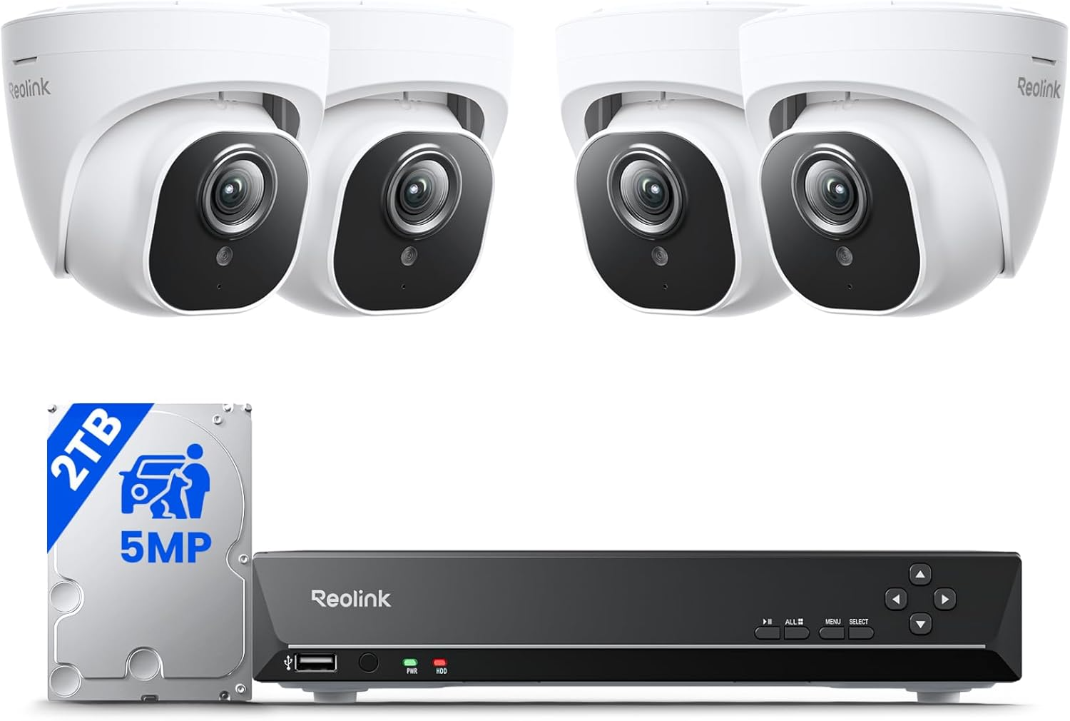 REOLINK 5MP PoE Home Security Camera System: 8CH NVR with 2TB HDD & Smart Detection