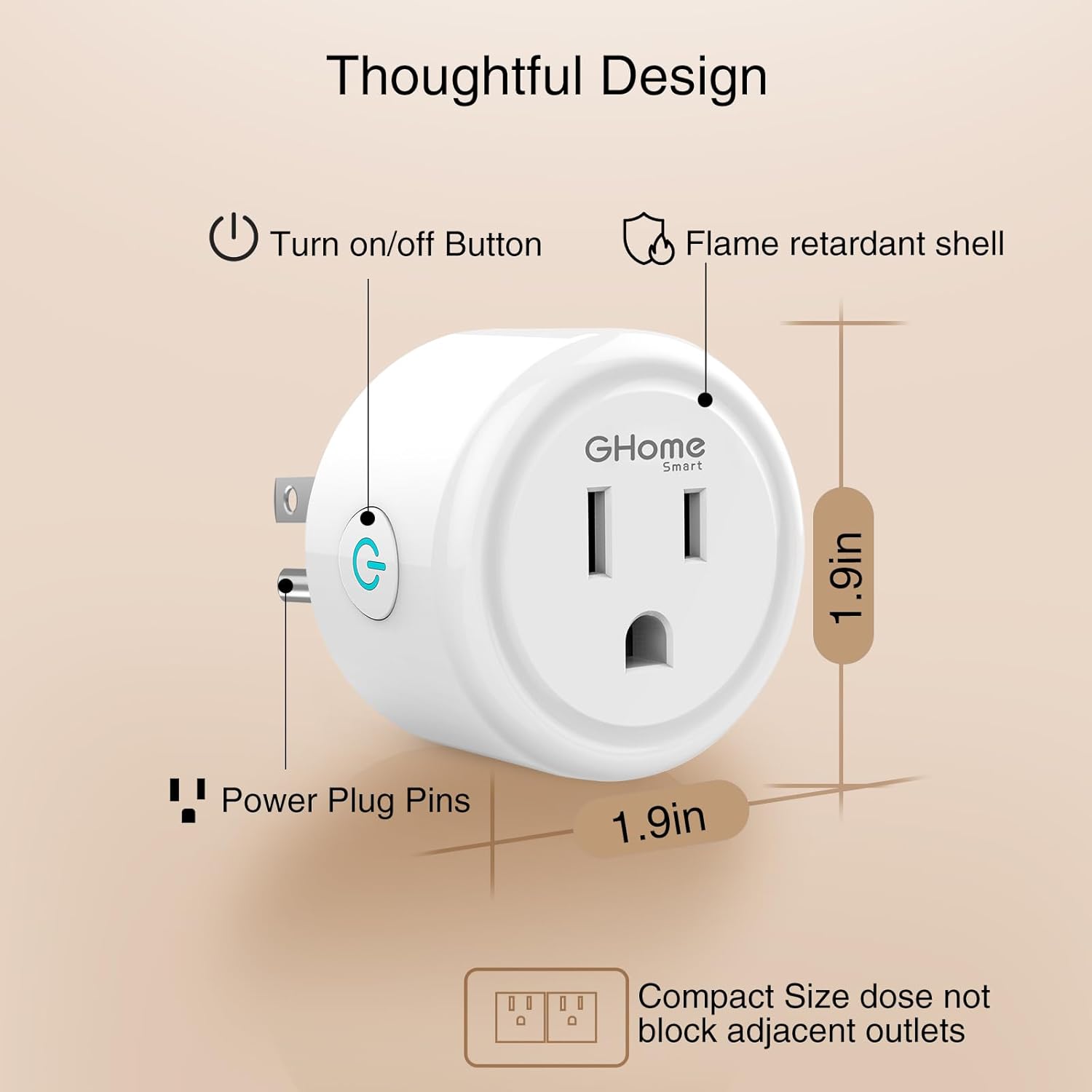 GHome Smart WiFi Plug: Alexa & Google Home Compatible Smart Outlet with Bluetooth Quick Setup (2.4GHz)