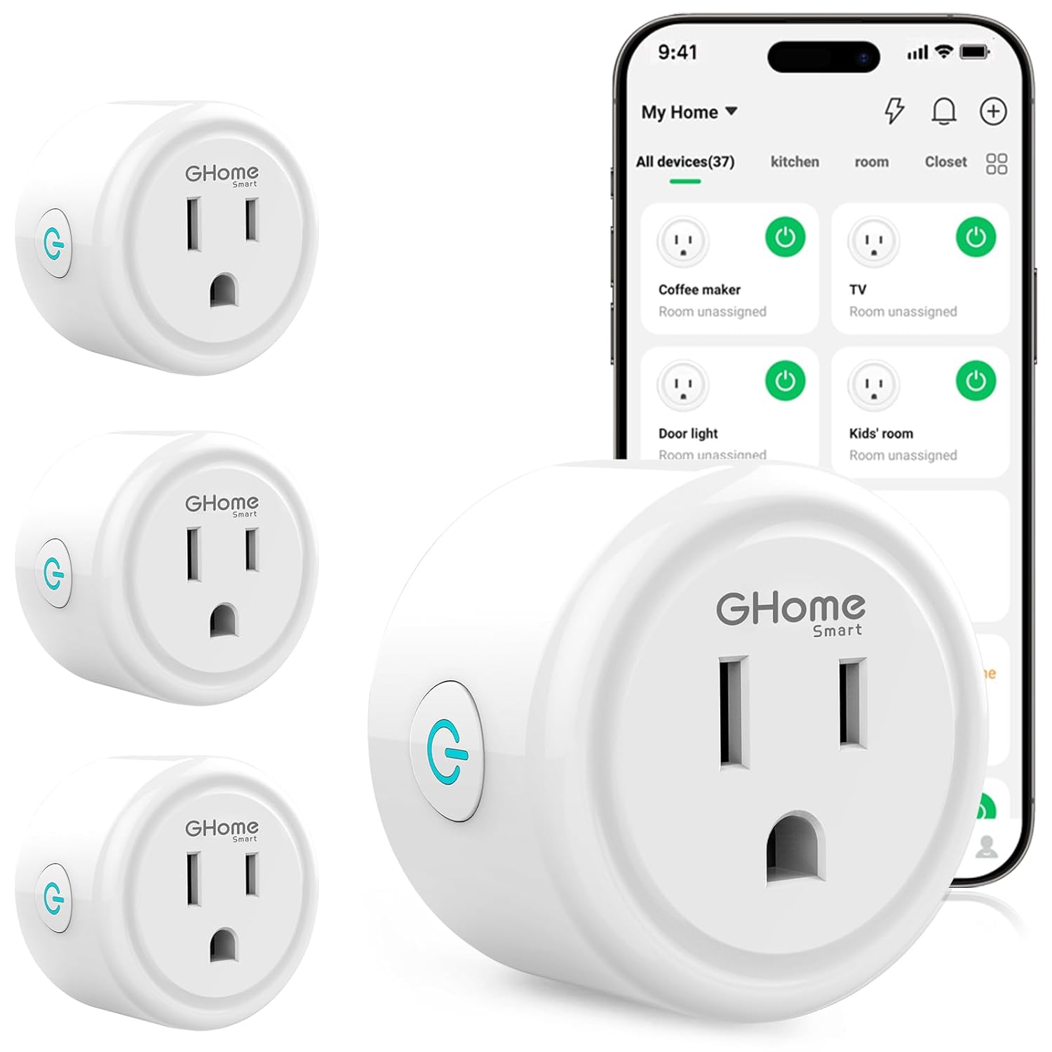 GHome Smart WiFi Plug: Alexa & Google Home Compatible Smart Outlet with Bluetooth Quick Setup (2.4GHz)