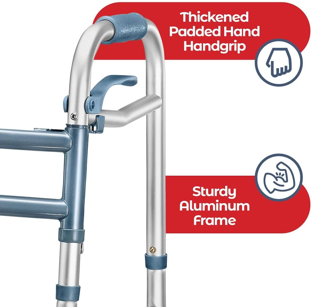 Medical King Folding Walker: Adjustable 2-Wheel Aluminum Mobility Aid