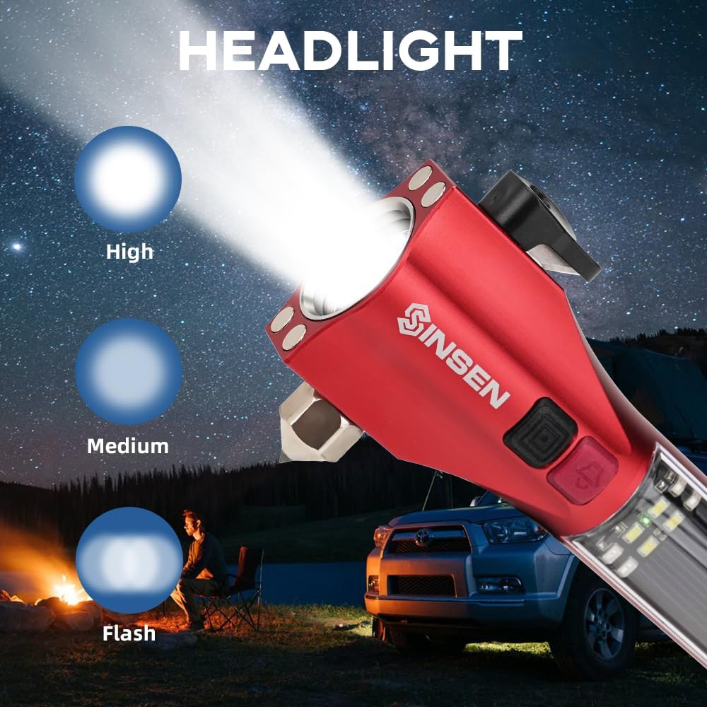 Red Sinsen headlight with light intensity indicators 