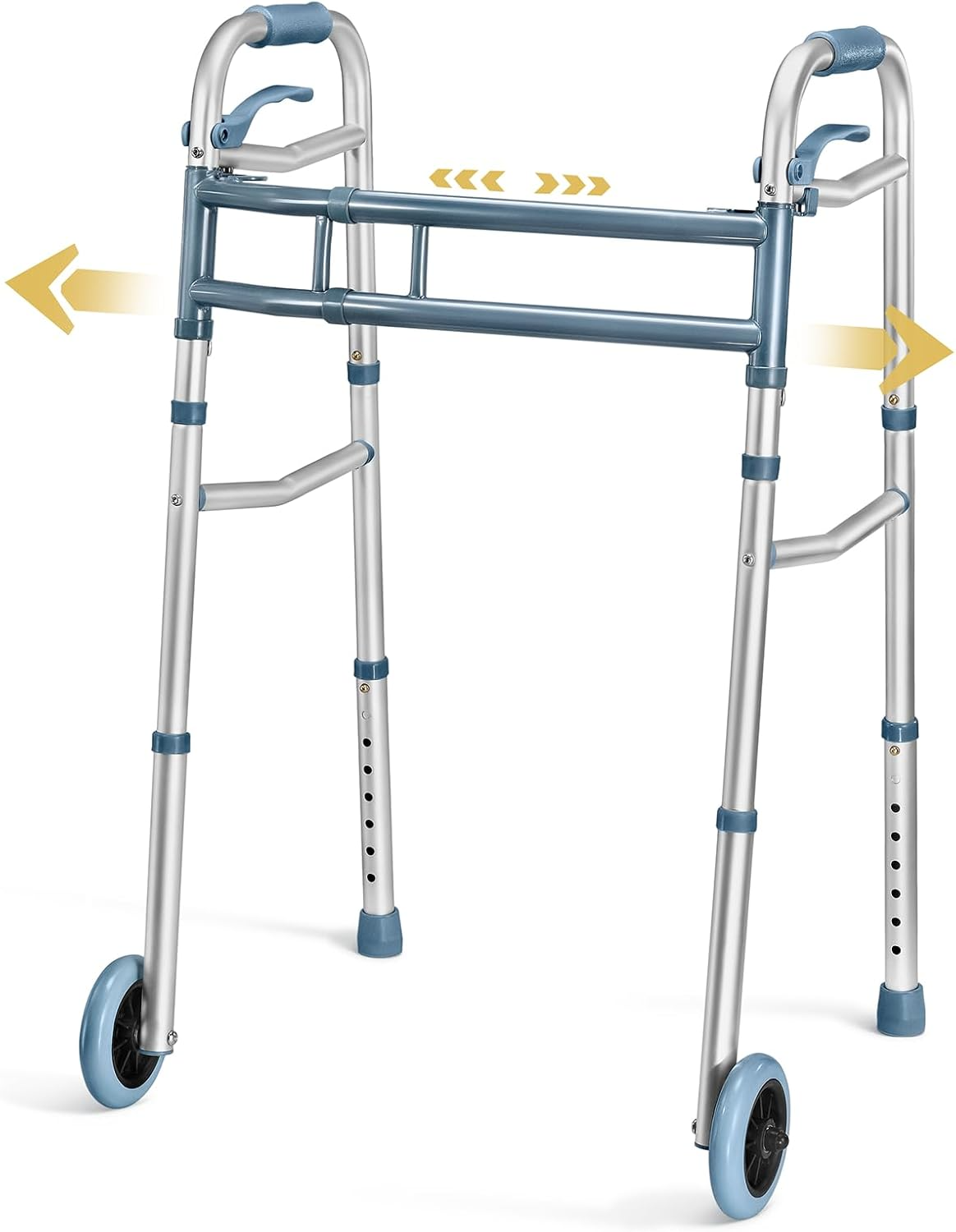 Medical King Folding Walker: Adjustable 2-Wheel Aluminum Mobility Aid