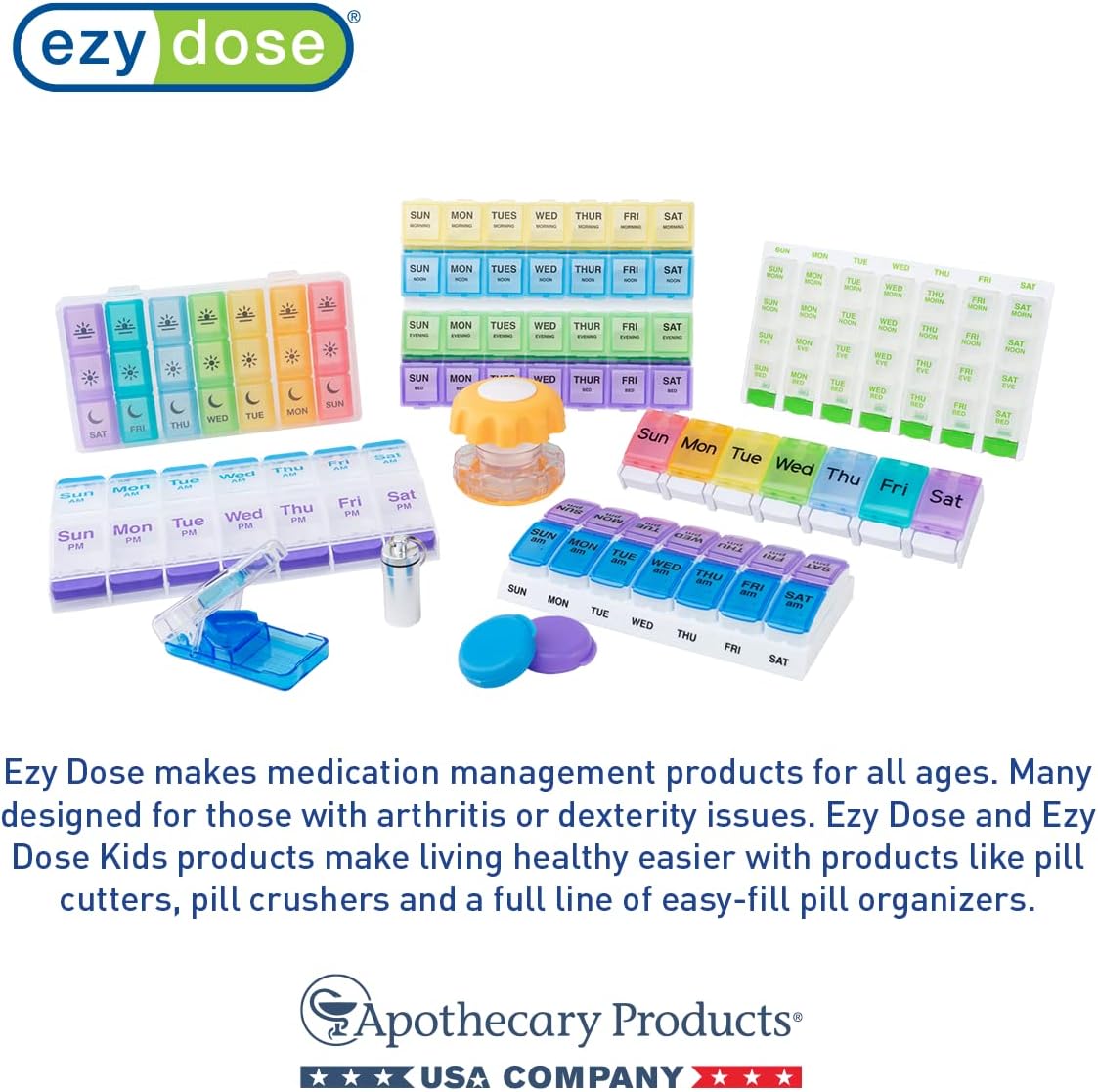 EZY DOSE Weekly Pill Organizer: 7-Day / 4-Times-a-Day Medicine & Supplement Planner