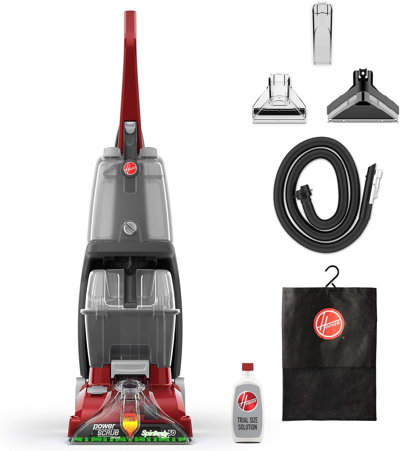 Hoover PowerScrub Deluxe Carpet Cleaner: SpinScrub Deep Shampooer (Red)