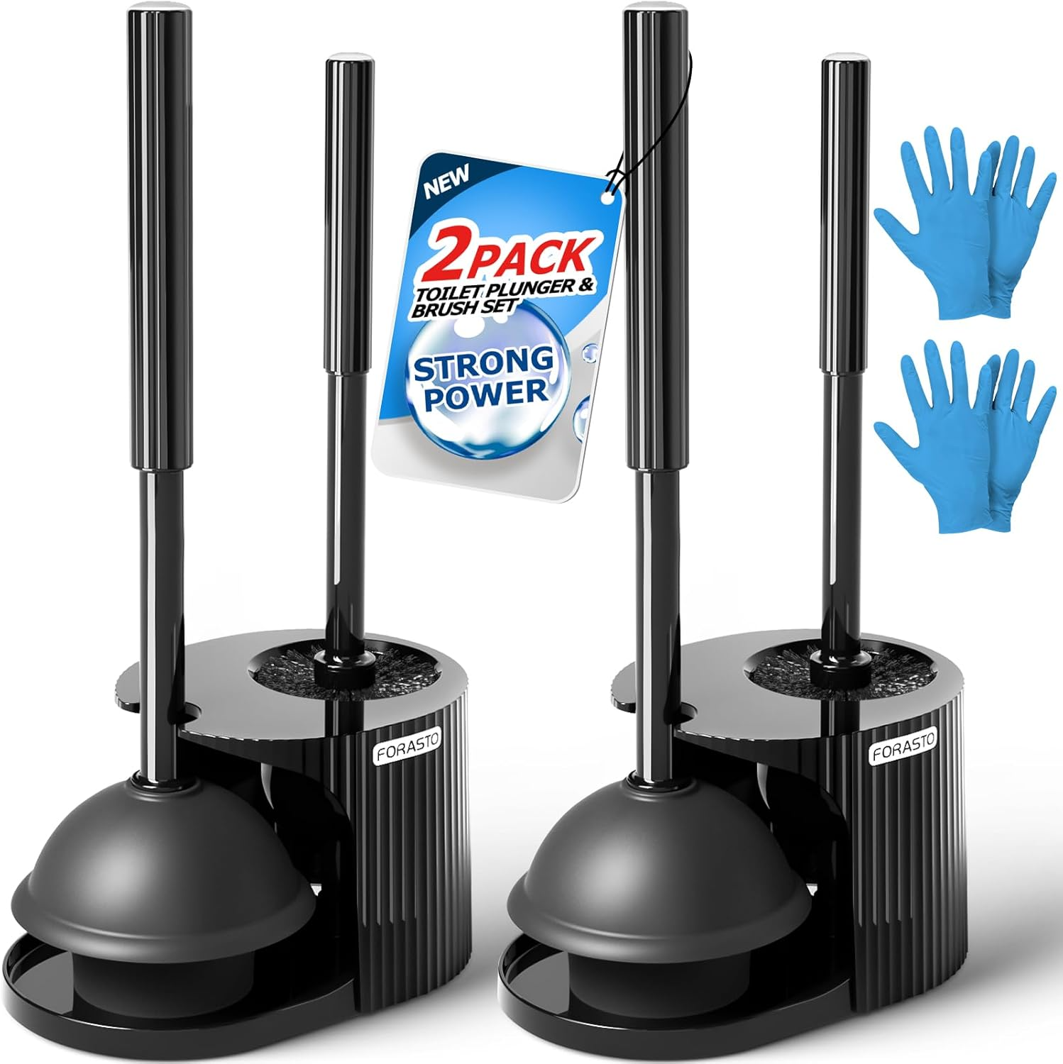 FORASTO 2-Pack Toilet Brush and Plunger Set: 2-in-1 Roman Column Design