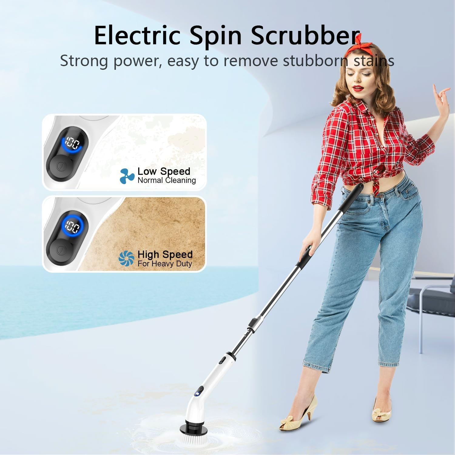TUYU Electric Spin Scrubber: IPX7 Waterproof Cordless Shower Cleaner