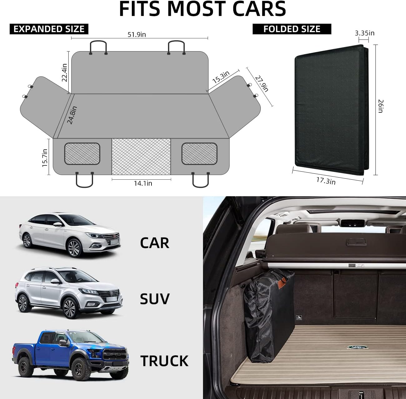 YJGF Hard Bottom Dog Back Seat Extender: Waterproof Non-Slip Car Hammock & Bed for SUVs and Trucks