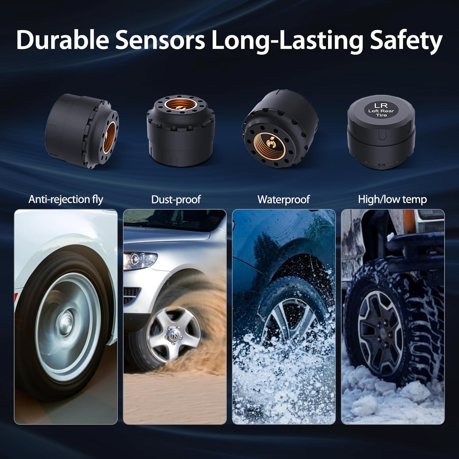 Tymate TM7 Tire Pressure Monitoring System: Wireless TPMS with 4 External Sensors (0-144 PSI)