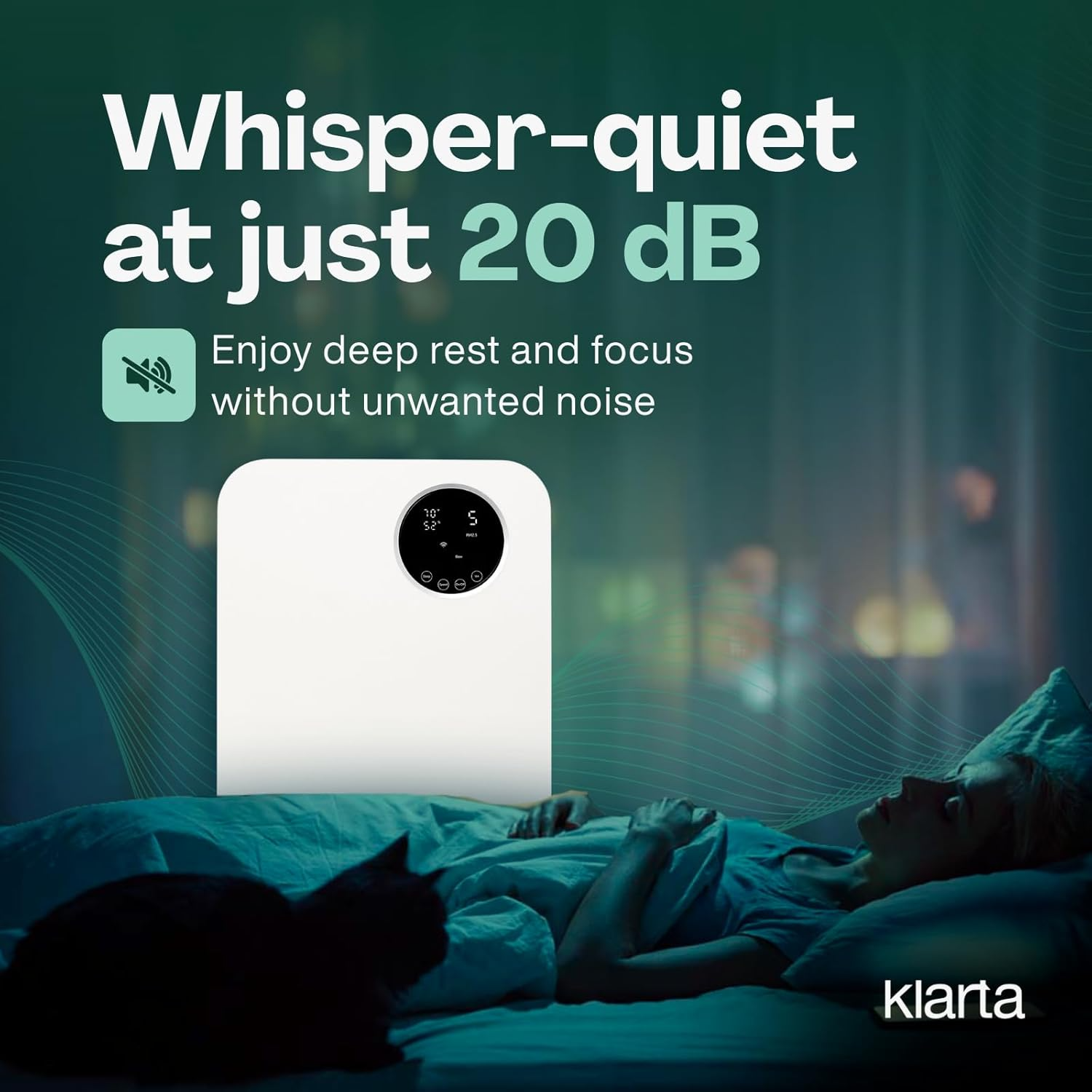 Klarta Forste Air Purifier: Smart WiFi Control & 1237 ft² HEPA Filtration (White)