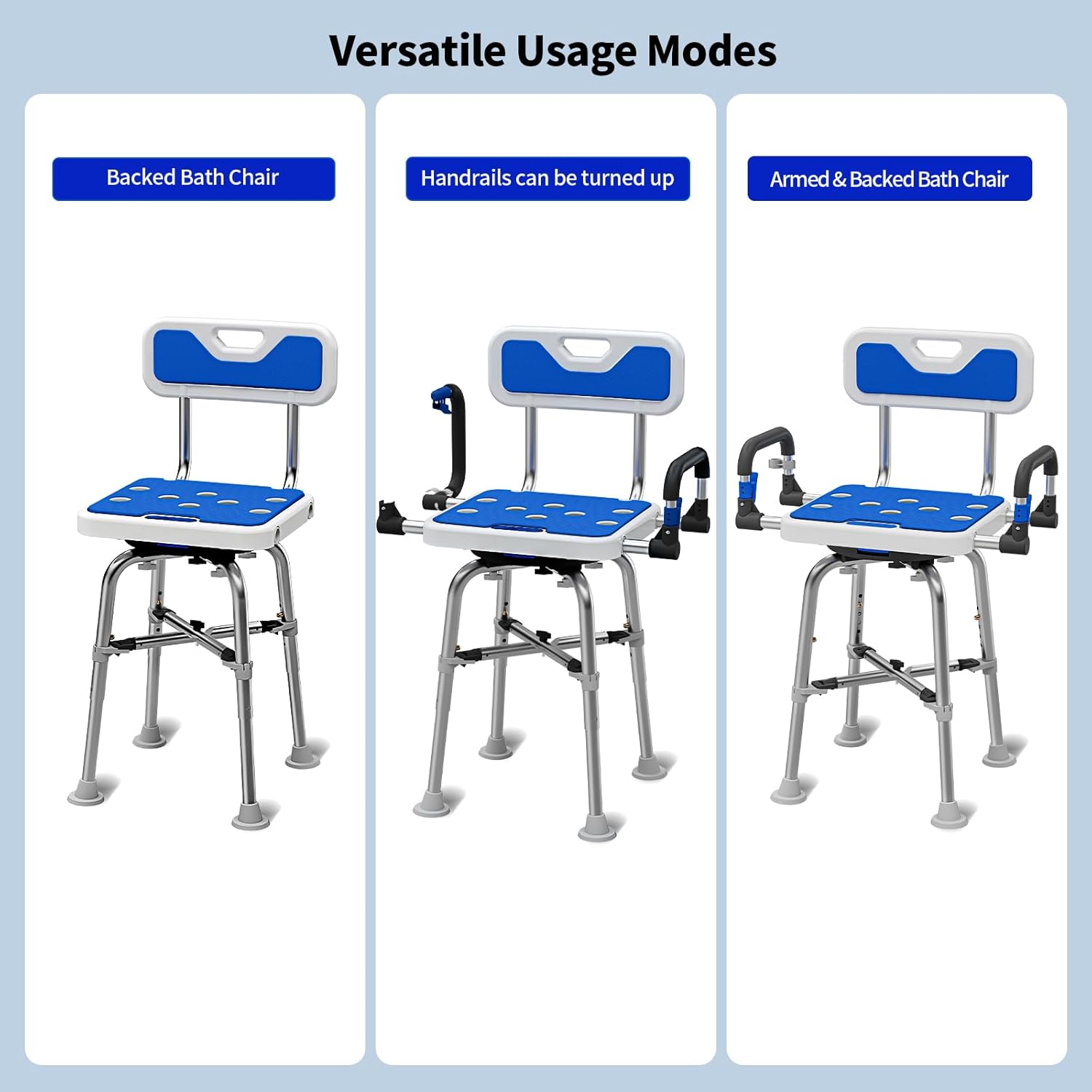 Drseats 360° Swivel Shower Chair: 550lbs Heavy Duty Bariatric Bath Seat with Padded Arms & Back