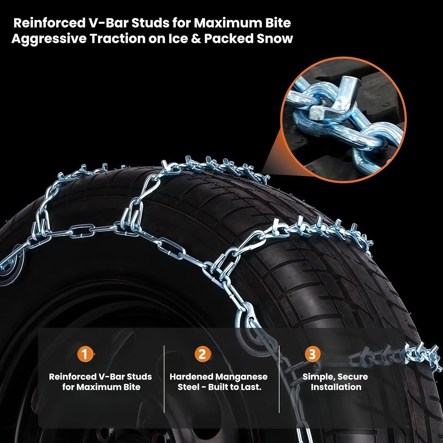 Super Grip V-Bar Ice & Snow Chains for Cars & SUVs