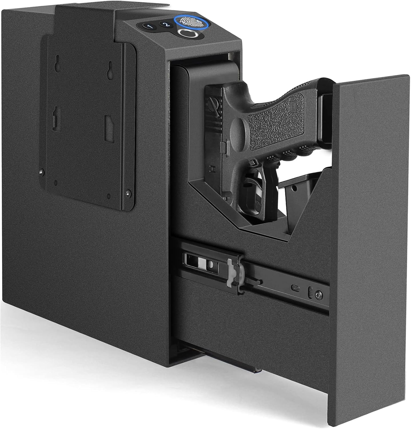 Biometric Slider Handgun Safe: Quick Access Fingerprint & PIN Gun Safe for Nightstand