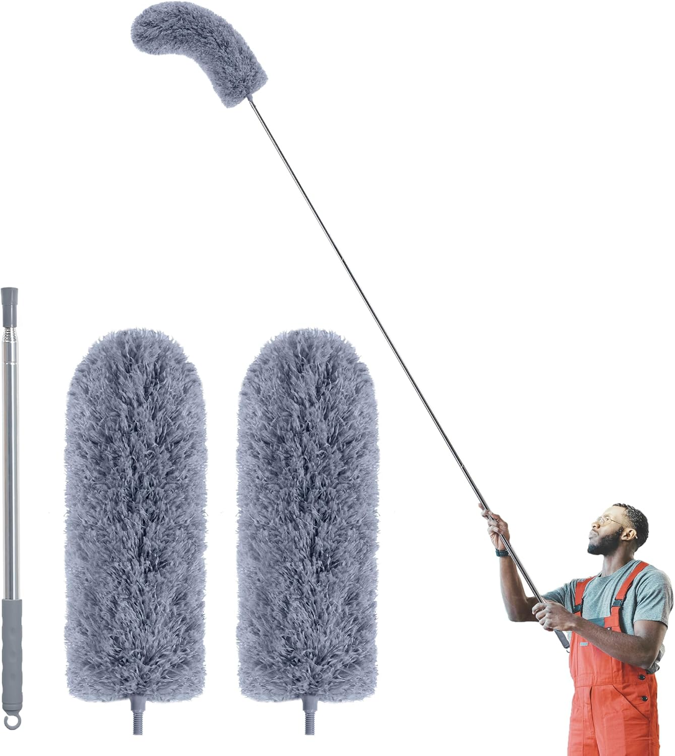 IVYROLL 100" Duster with Extension Pole: 2-Pack Bendable Microfiber Heads