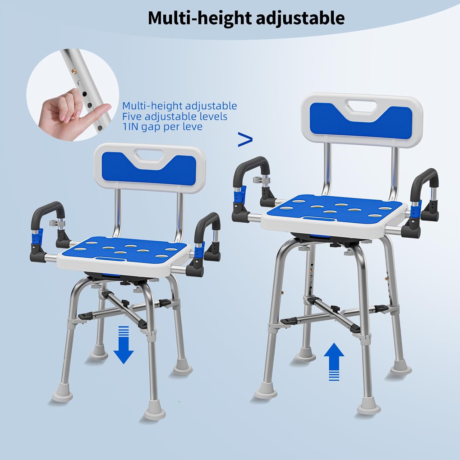 Drseats 360° Swivel Shower Chair: 550lbs Heavy Duty Bariatric Bath Seat with Padded Arms & Back