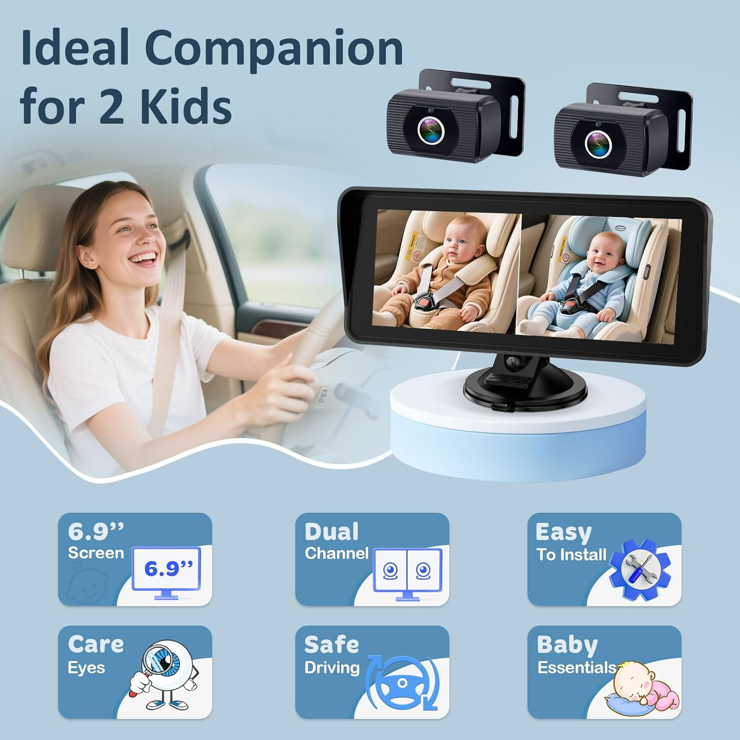 Baby Car Camera for Seat: 6.9 Inch