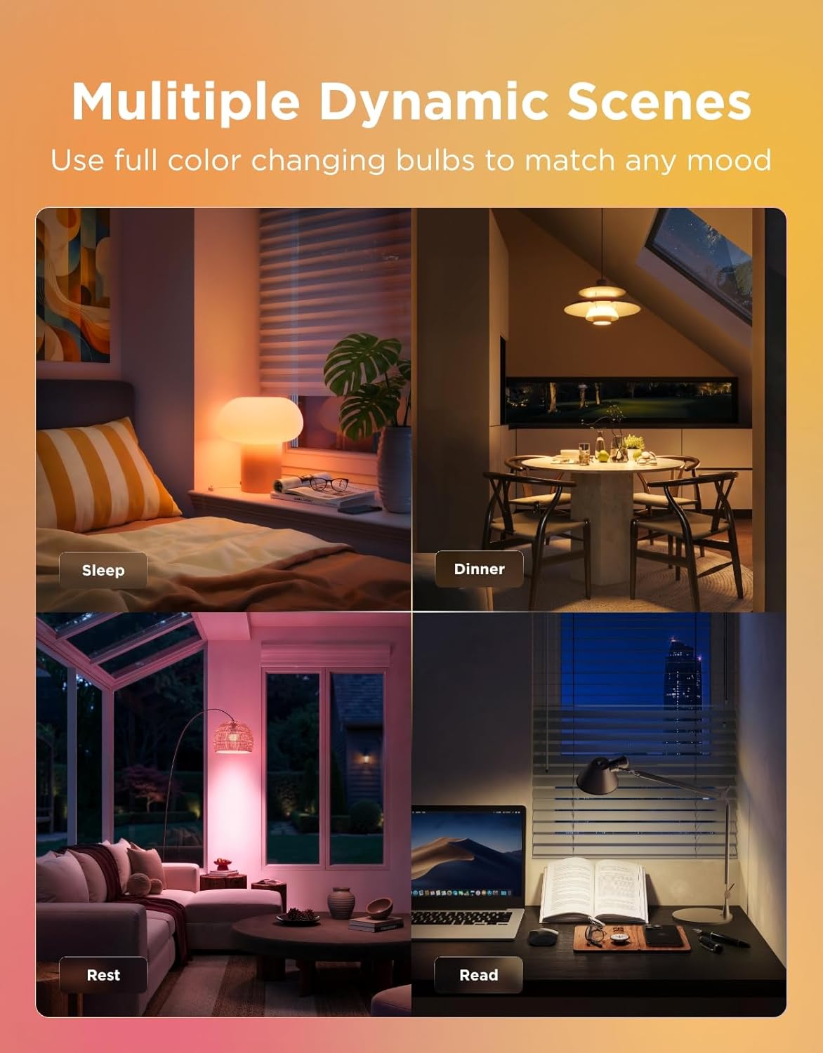 Govee Smart Light Bulbs (4 Pack): WiFi & Bluetooth Color Changing A19 LED, Alexa & Google Assistant Compatible