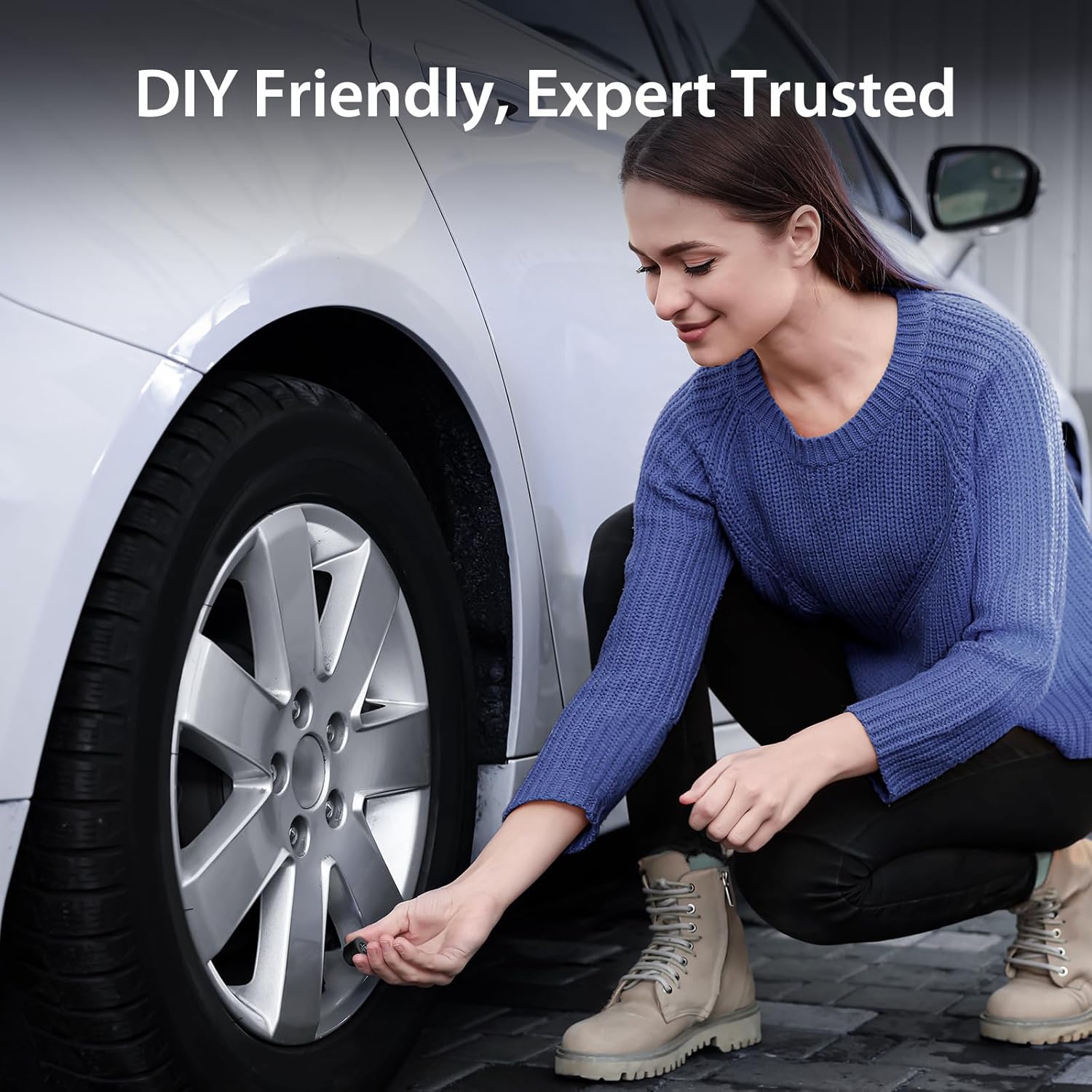 Tymate TM7 Tire Pressure Monitoring System: Wireless TPMS with 4 External Sensors (0-144 PSI)