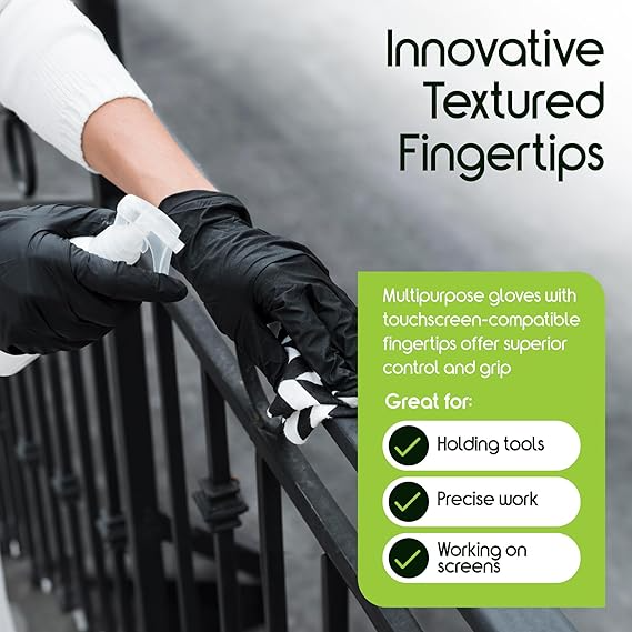 Inspire Black Nitrile Gloves: 1000ct Bulk Food Safe & Medical Grade
