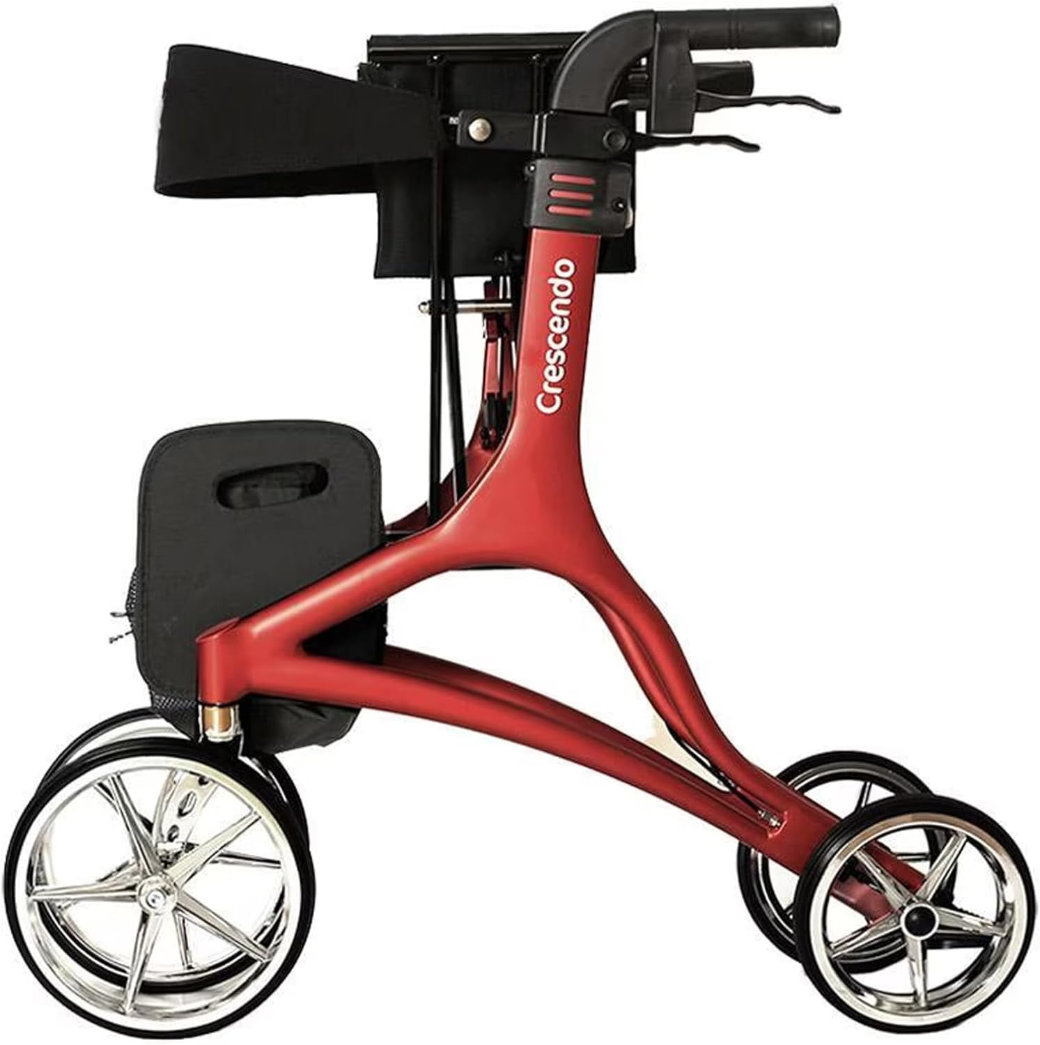 Rhythm Healthcare Crescendo Rollator: Adjustable 4-Wheel Walker (Red)