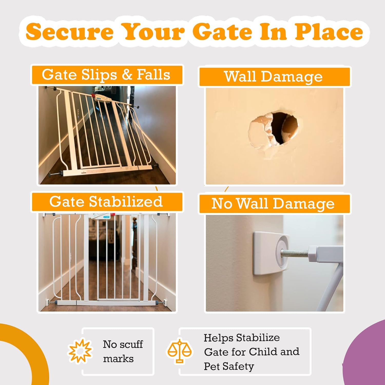 Wall Nanny Baby Gate Wall Protector: Made in USA Pressure Gate Guard (White)