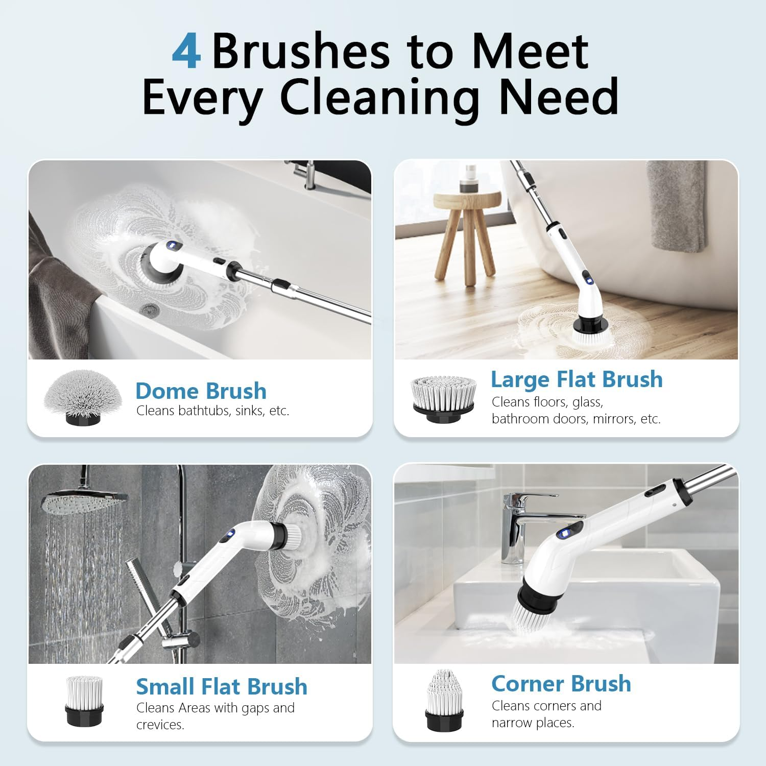TUYU Electric Spin Scrubber: IPX7 Waterproof Cordless Shower Cleaner