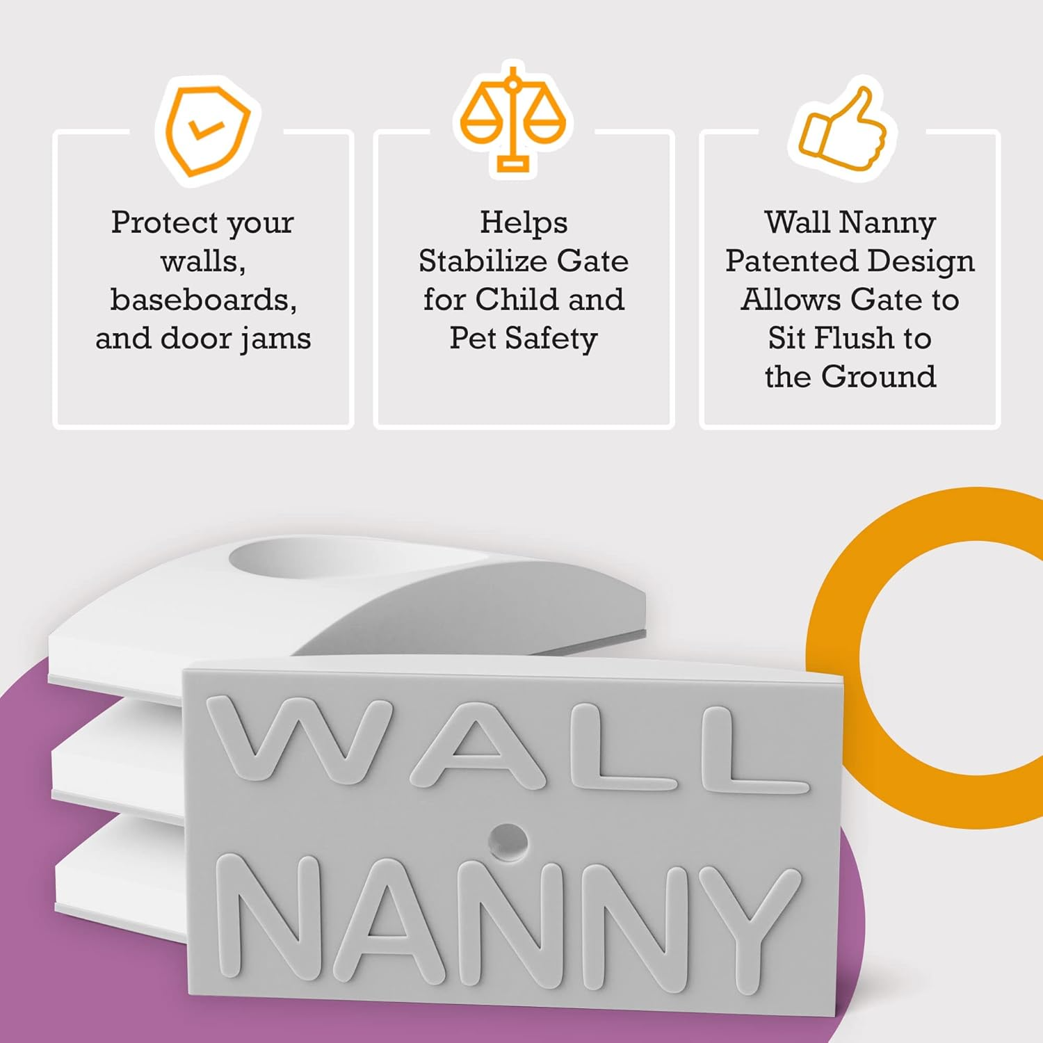 Wall Nanny Baby Gate Wall Protector: Made in USA Pressure Gate Guard (White)