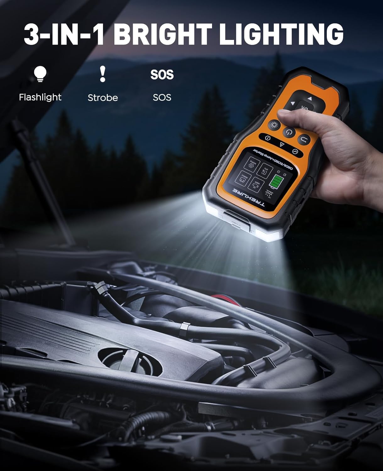 TREKURE 5000A 2-in-1 Car Jump Starter & OBD2 Scanner: Portable 12V Battery Booster & Diagnostic Tool