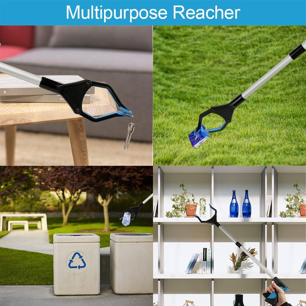 32" Foldable Grabber Reacher Tool: Ergonomic Mobility Aid (Blue)