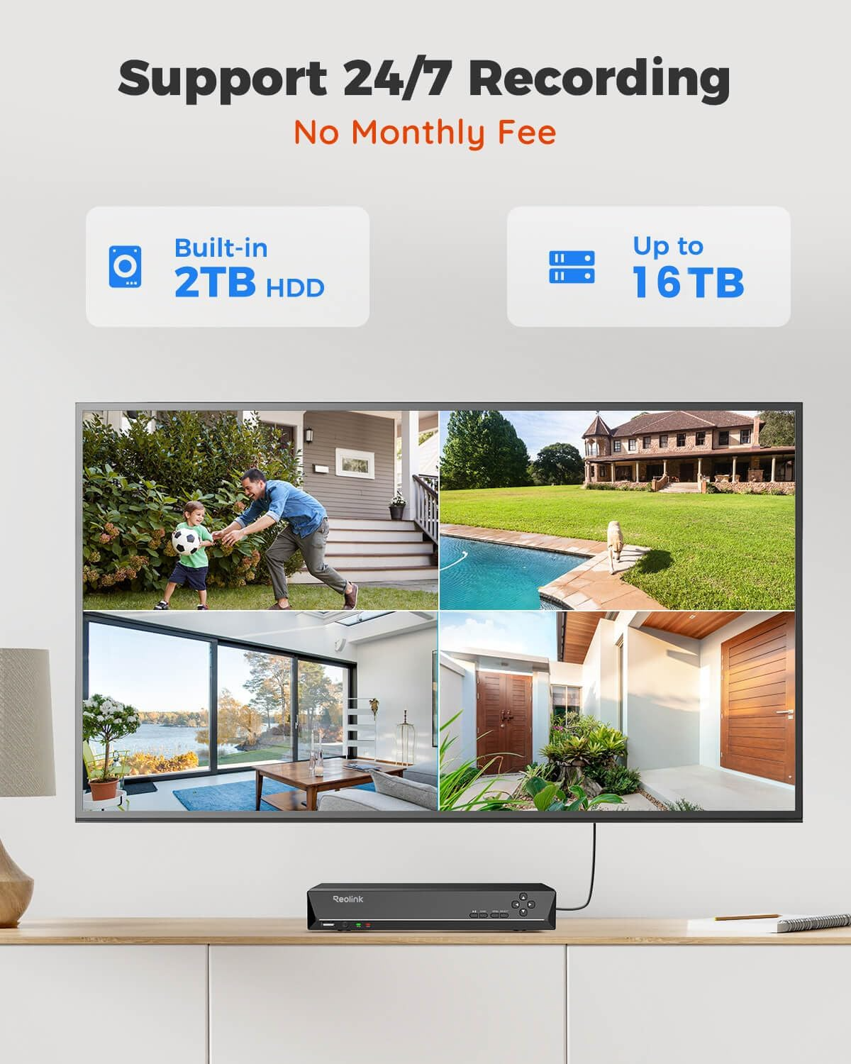 REOLINK 5MP PoE Home Security Camera System: 8CH NVR with 2TB HDD & Smart Detection