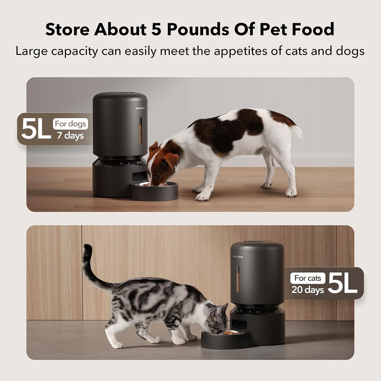 PETLIBRO 5L Granary Automatic Cat Feeder: 5G WiFi Smart Food Dispenser with Freshness System