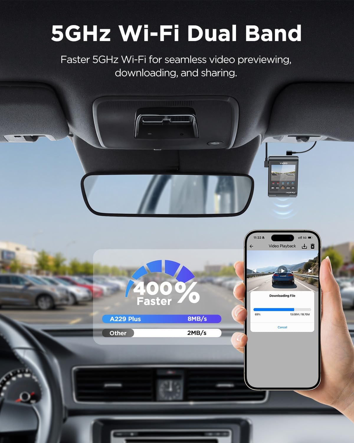 VIOFO A229 Plus Dual Dash Cam: 2K+2K QHD Front & Rear Sony STARVIS 2 Sensors