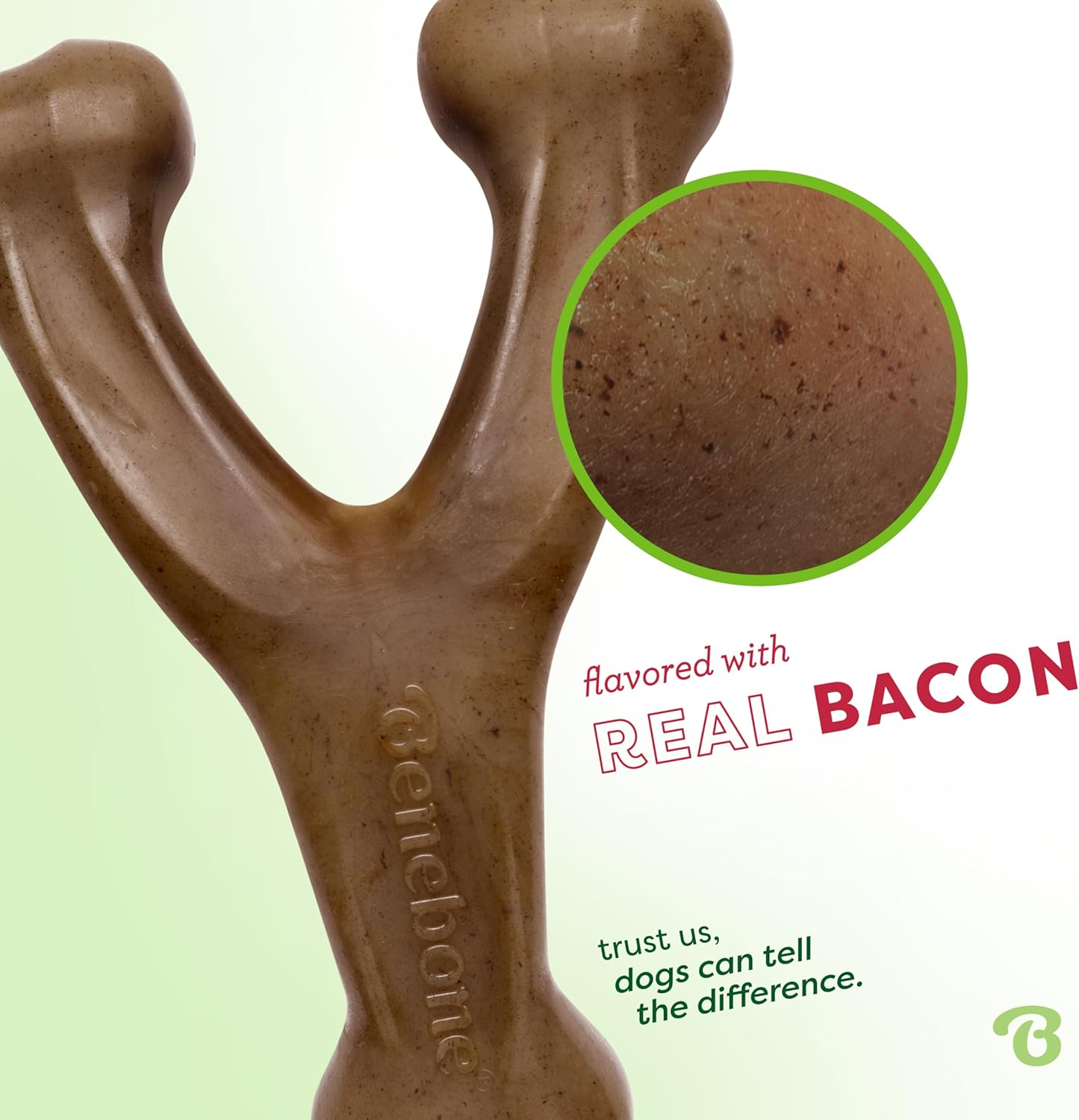 Benebone Durable Wishbone Dog Chew Toy: Real Bacon Flavor, Made in USA (Medium)