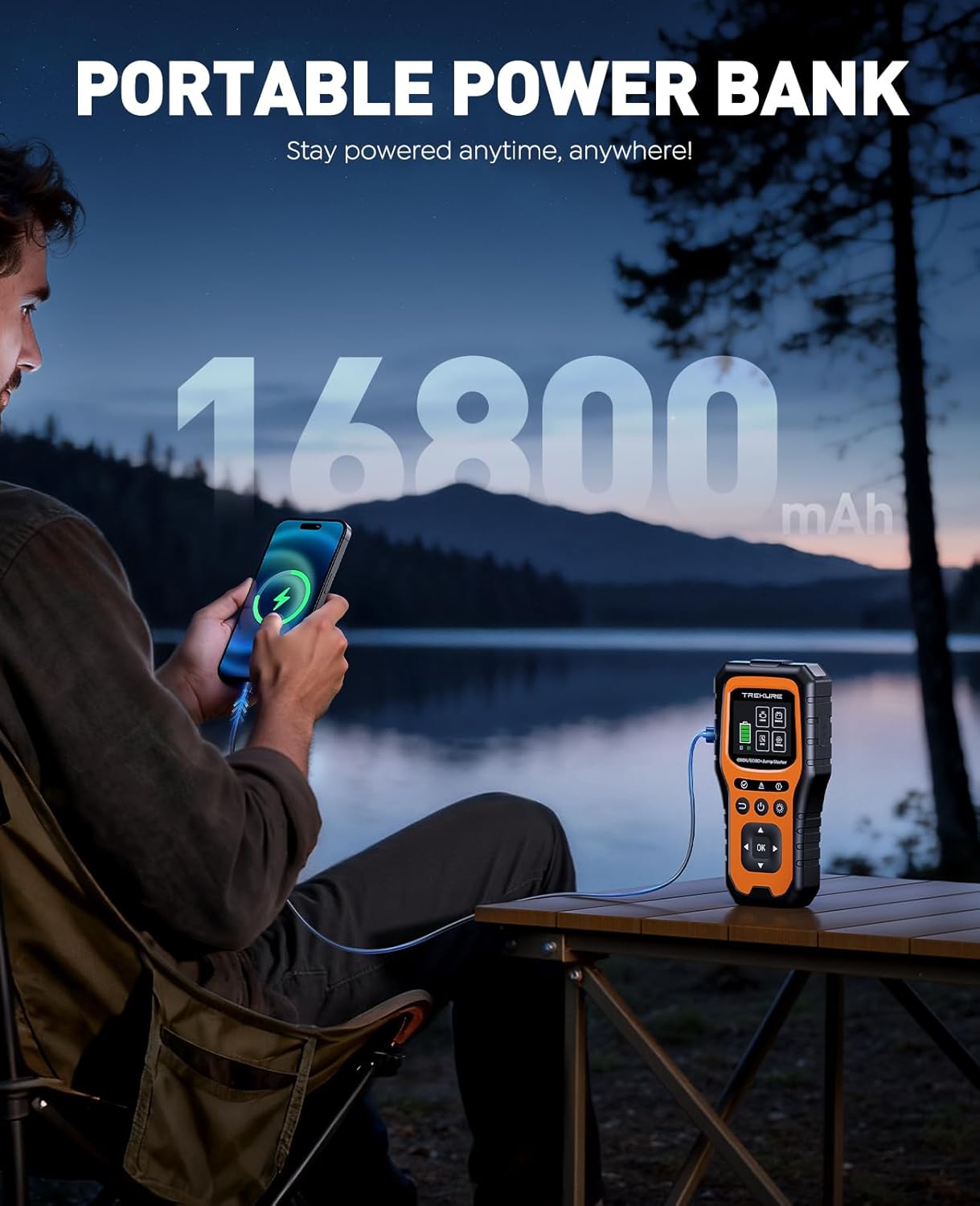 TREKURE 5000A 2-in-1 Car Jump Starter & OBD2 Scanner: Portable 12V Battery Booster & Diagnostic Tool