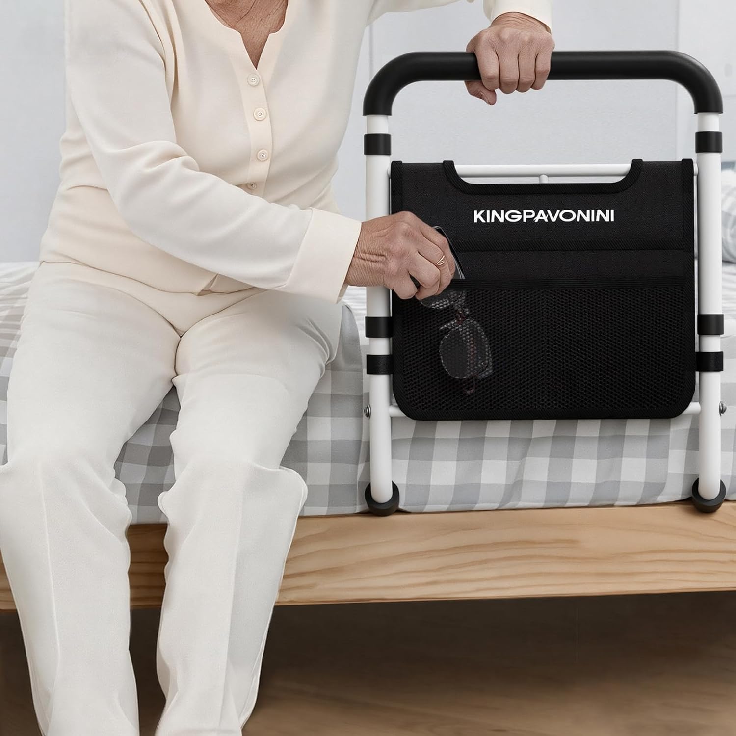 KingPavonini 2026 Upgrade Bed Rail for Seniors: ASTM Compliant, 400 lbs Load (White)