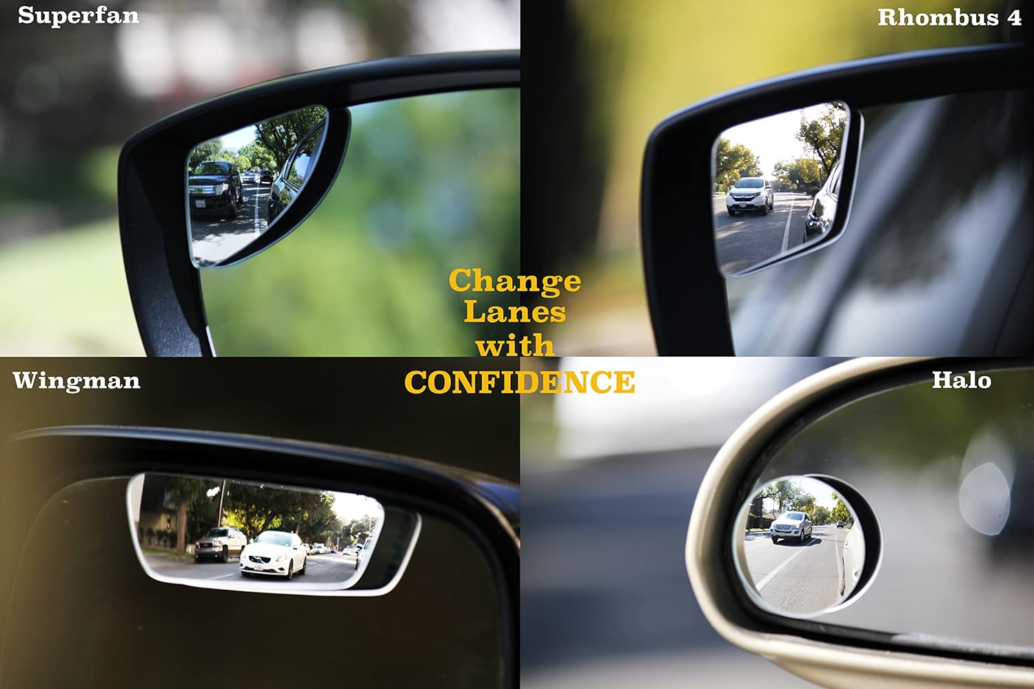 Safe View Falcon Blind Spot Mirrors: Real Convex Glass Peel & Stick (2-Pack)