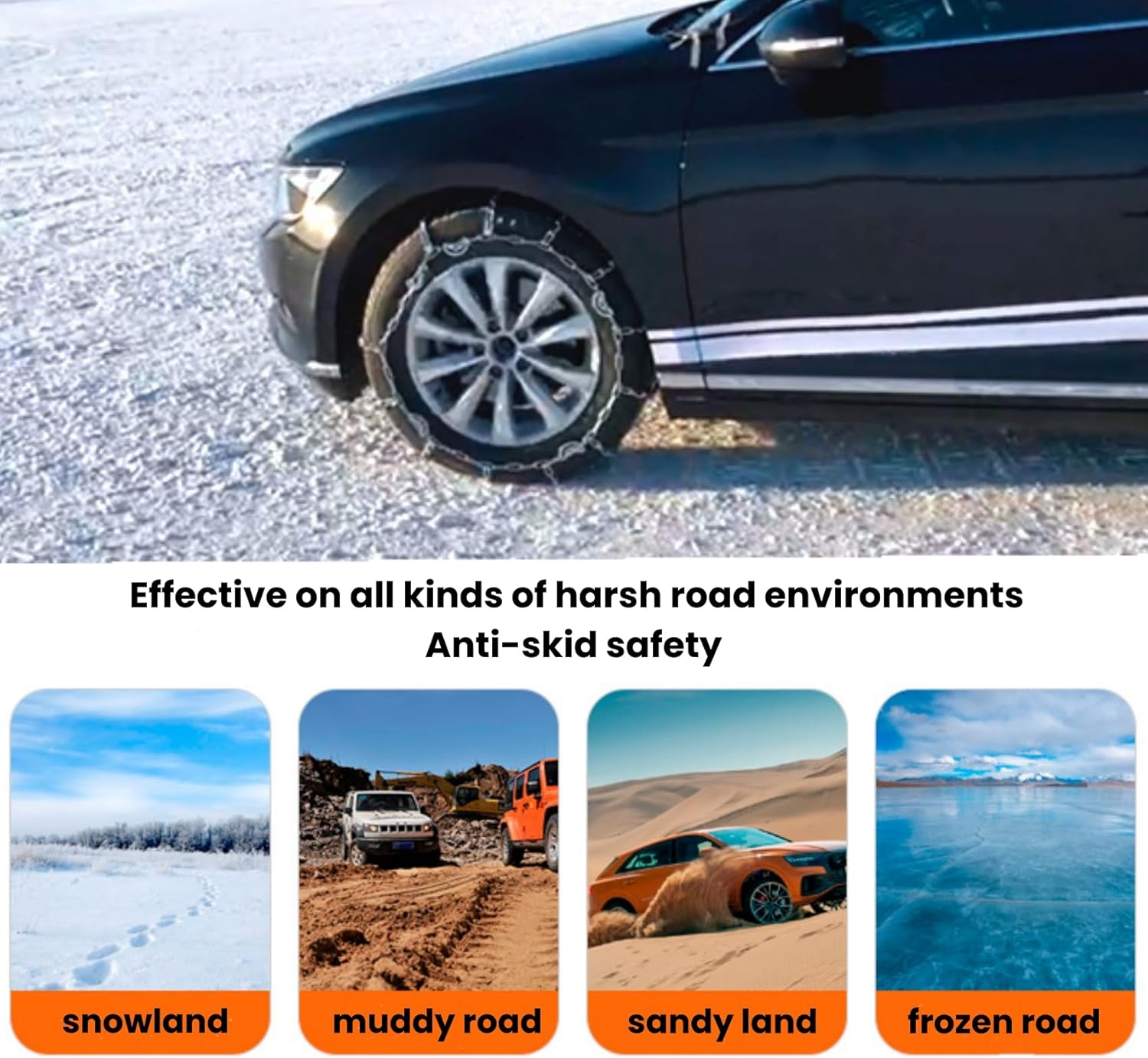 Super Grip V-Bar Ice & Snow Chains for Cars & SUVs