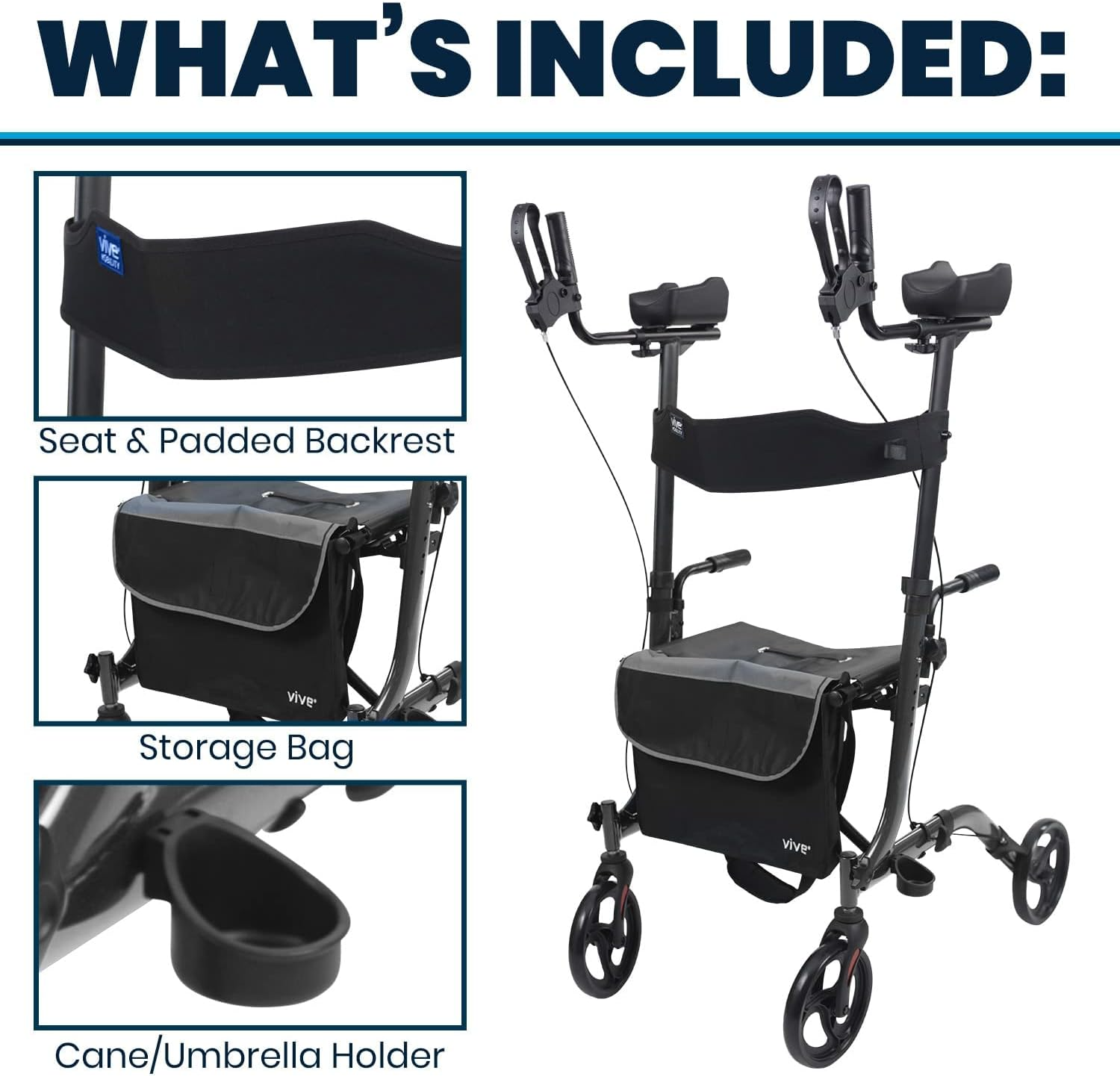 Vive Mobility Upright Walker: The Best Stand-Up Rollator for Seniors (300 lb Capacity)